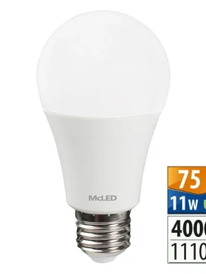 Vysoce Kvalitní LED zarovka 11 W, E27, 4000 K, CRI 80, vyzar. uhel 180 ?, sv. tok 1110 lm, PF 0,5, 80 mA