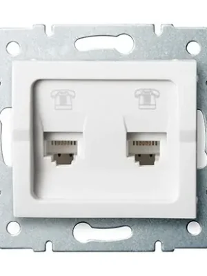 Must-Have Zásuvka LOGI 2x RJ11 telefonní dvojnásobná nezávislá barva bílá 25107 Kanlux