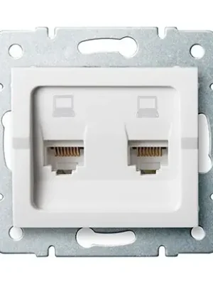 Sezónní Sleva Zásuvka LOGI 2xRJ45Cat 5e Jack dvojnásobná datová nezávislá barva bílá 25110 Kanlux