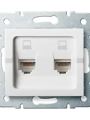 Zásuvka LOGI 2xRJ45Cat 6 Jack dvojnásobná datová nezávislá barva bílá 25111 Kanlux Nejprodávanější