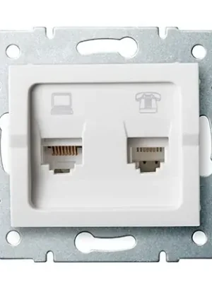 Kup Teď Zásuvka LOGI RJ45Cat 5e + RJ11 datová-telefonní barva bílá 25112 Kanlux