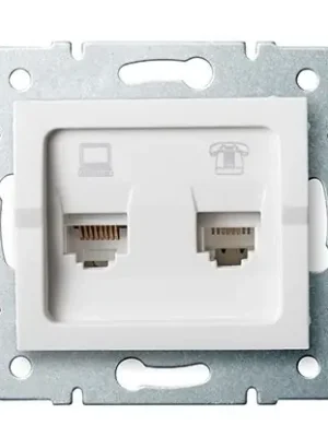 Zásuvka LOGI RJ45Cat 6 + RJ11 datová-telefonní barva bílá 25113 Kanlux Cenově Výhodný