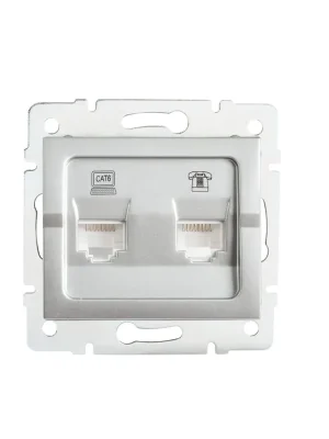 Zásuvka LOGI RJ45Cat 6 + RJ11 datová-telefonní barva stříbrná 25231 Kanlux Časově Omezené