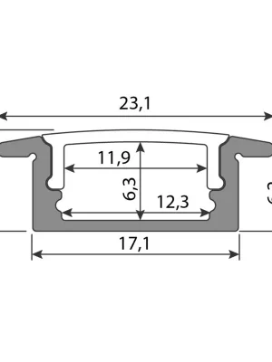 Finální Výprodej Vestavný hliníkový profil 23x8 mm, matný difuzor 1m *ML-761.011.43.1
