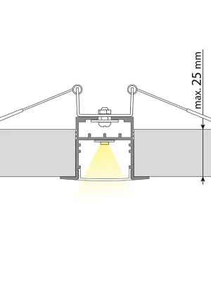 Autentický Vestavný hliníkový profil 35x25 mm, mléčný difuzor 2m *ML-761.005.07.2