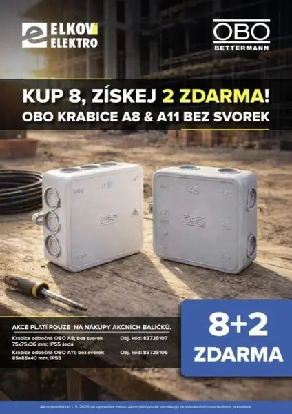 OBO KRABICE ODBOČNÁ A 11 IP55 BEZ SVORK 85X85X40MM ŠEDÁ AKCE 8+2 2000342 Kup Teď
