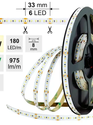 Top Prodej MCLED Pásek LED SMD2216 WW, 180LED/m, 12W/m, 975lm/m, IP20, DC 24V, 8mm, 5m