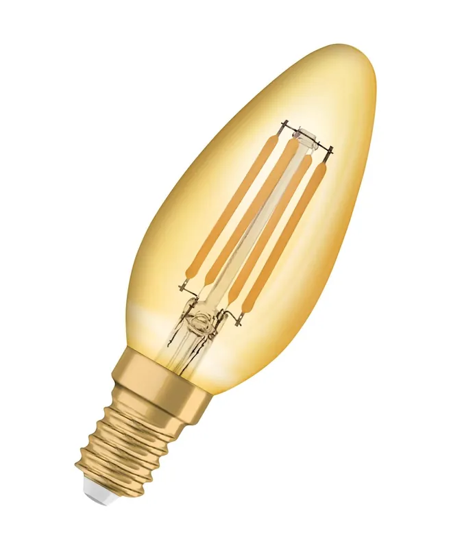 LED žárovka svíčka OSRAM Vintage 1906 B35 E14 4W (35W) 410 lm 2400K 824 filament zlatá Must-Have