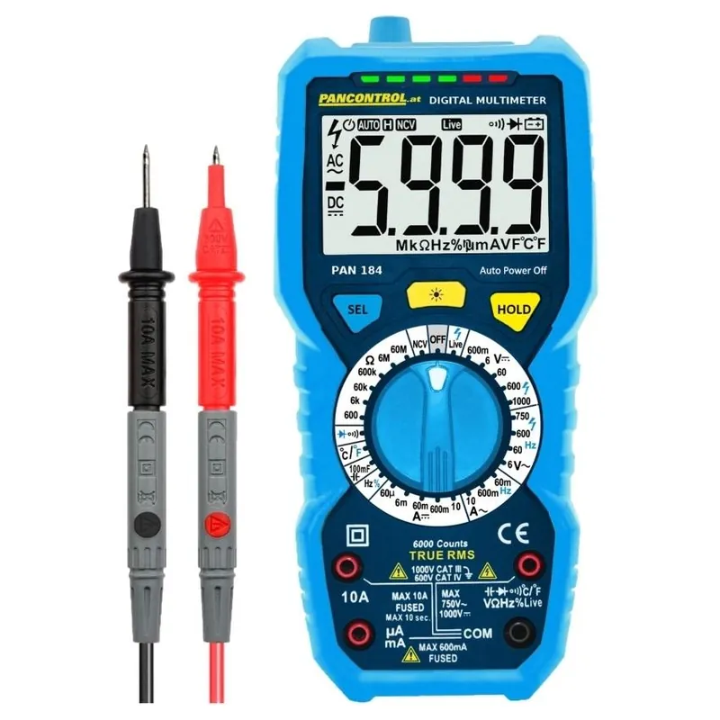 Pouze Dnes PANCONTROL MULTIMETR DIGITÁLNÍ 1000V AC/DC TRUE RMS MĚŘ. TEPLOTY KAPACITY A FREKVENCE PAN 184