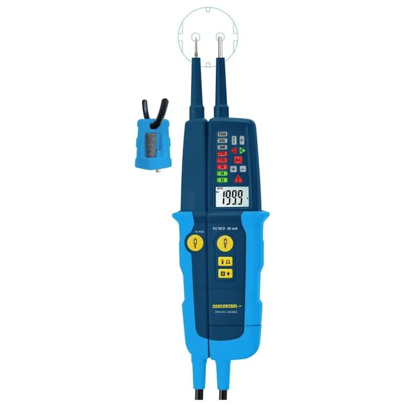 Časově Omezené PANCONTROL ZKOUŠEČKA NAPĚTÍ LED I LCD SIGNALIZACE 12-1000V AC/DC + FI TEST PAN MV-1000AD