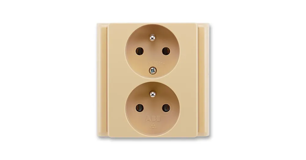 ABB CLASSIC 5512-2249 D2 dvojzásuvka polozapuštěná 81x81mm béžová Nová Kolekce