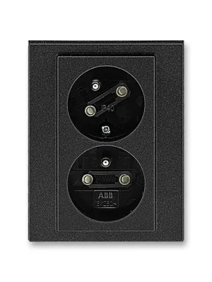 ABB 5513H-C02357 63 Zásuvka dvojnásobná s clonkami, s natočenou dutinou Levit® onyx/ kouřová černá Speciální Cena