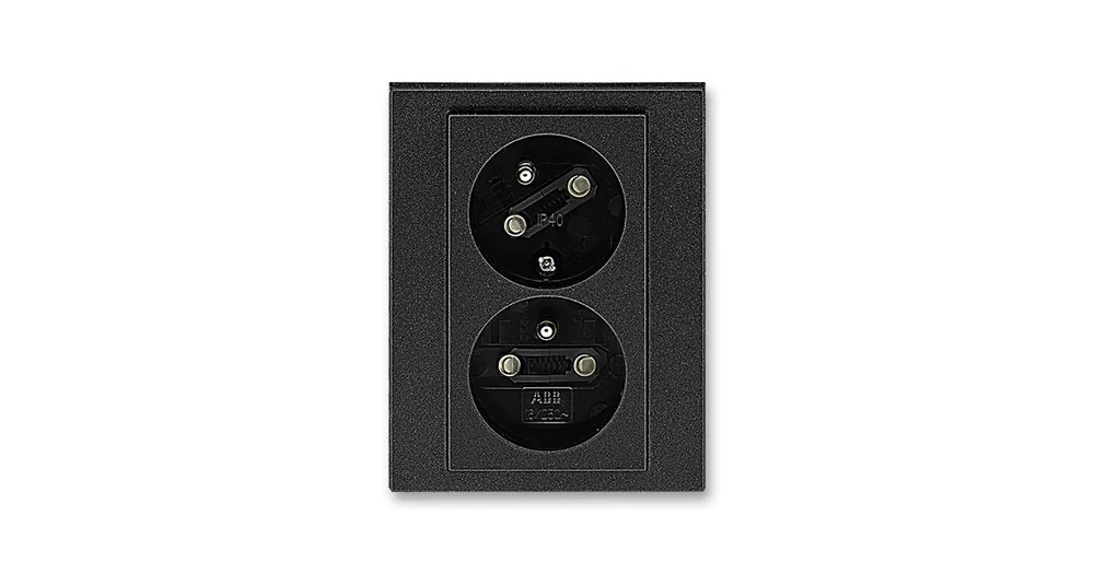 ABB 5513H-C02357 63 Zásuvka dvojnásobná s clonkami, s natočenou dutinou Levit® onyx/ kouřová černá Speciální Cena