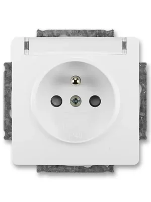ABB 5518G-A02352 B1 Zásuvka jednonásobná s clonkami, s popisovým polem Swing®, Swing®L jasně bílá Levný