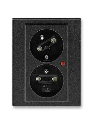 ABB 5593H-C02357 63 Zásuvka dvojnásobná s clonkami, s natočenou dutinou, s ochranou před přepětím Levit® onyx/ kouřová černá Výprodej