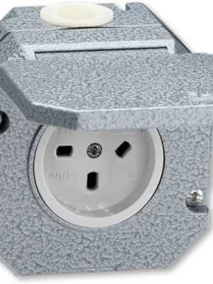 ABB 5515N-C05754 Zásuvka jednonásobná s víčkem, nástěnná IP55 Garant šedá Must-Have