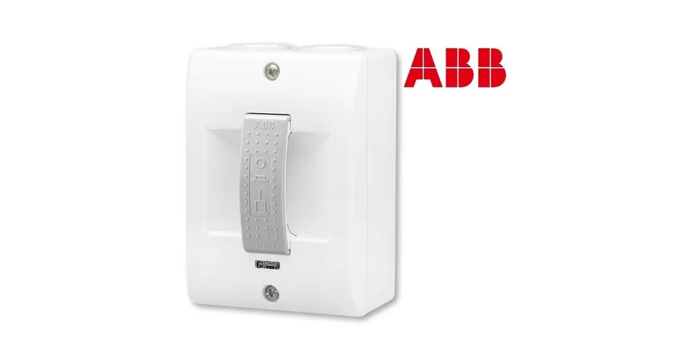 Super Cena ABB 3536N-C03251 12 Spínač stiskací PRESSTO signalizační doutnavka IP55 nástěnný bílá/ šedá