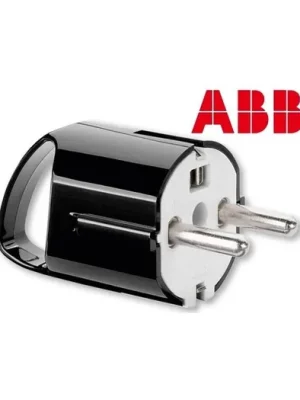 ABB 5537-206 N Vidlice dvojpólová s dvojími ochrannými kontakty, s postranním vývodem, s ouškem černá Oblíbený