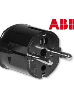 ABB 5537-2050 Vidlice dvojpólová s dvojími ochrannými kontakty, s postranním vývodem černá Nízká Cena
