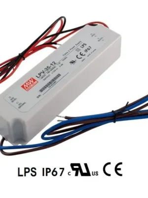 Napájecí spínaný zdroj pro LED LPV-35-12 MEAN WELL 12V 35W IP67 Jen Po Omezenou Doba