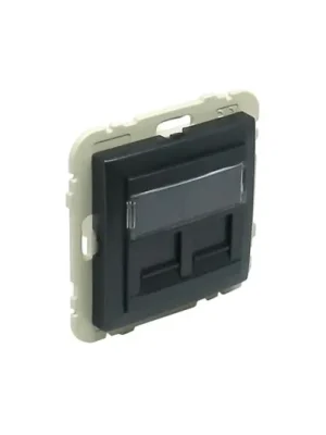 Vysoce Kvalitní Kryt dvojité datové zásuvky (pro RJ45 konektory) 90442 SIS - šedá