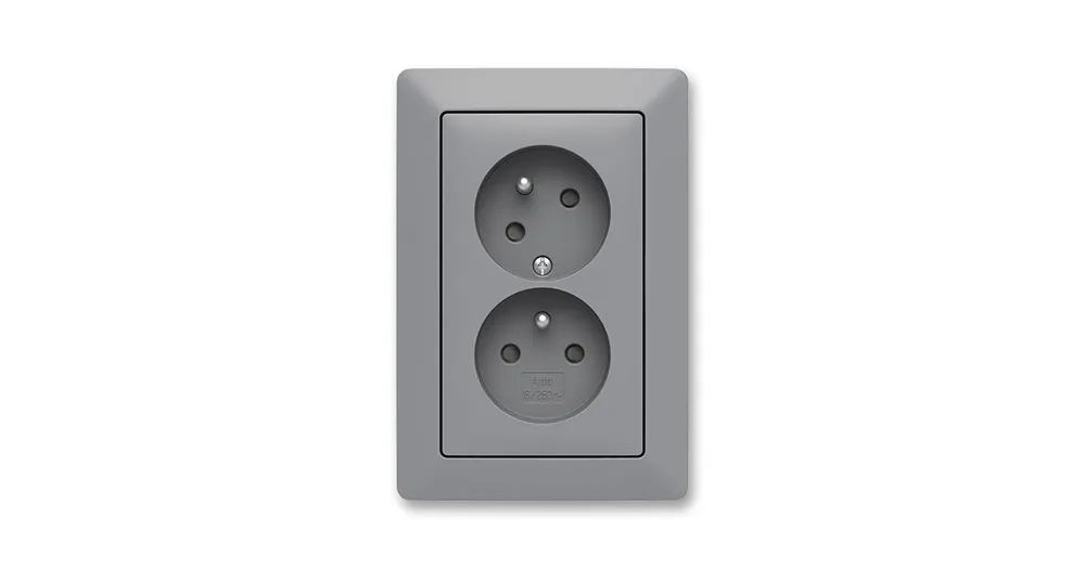 ABB Zoni 5513T-C02357 141 Zásuvka dvojnásobná, clonky, natočená dutina, IP40, šedá/bílá Kup Teď