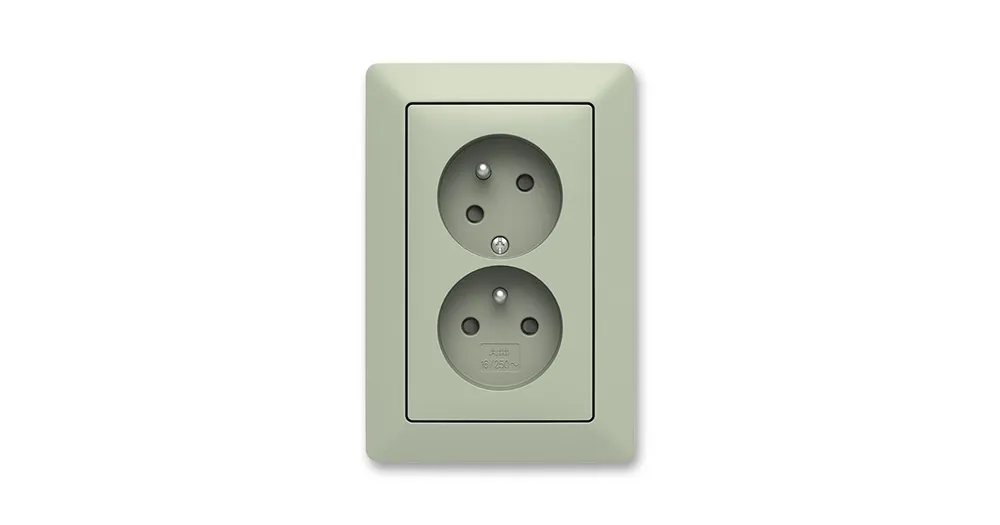 ABB Zoni 5513T-C02357 143 Zásuvka dvojnásobná, clonky, natočená dutina, IP40, olivová/bílá Tovární Cena