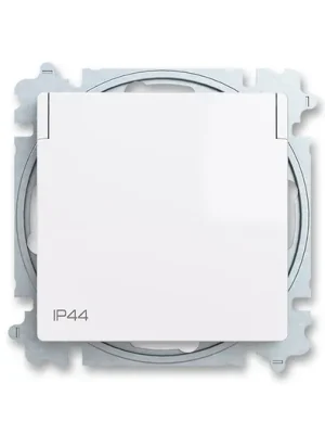 ABB Zoni 6619T-A06995 500 Zásuvka jednonásobná, clonky, víčko, IP44, bílá Levný