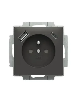 ABB Zoni 5569T-A32357 237 Zásuvka jednonásobná, clonky, nabíjení USB-A USB-C, matná černá Bezpečná Platba