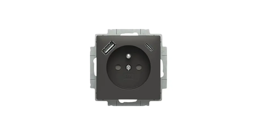 ABB Zoni 5569T-A32357 237 Zásuvka jednonásobná, clonky, nabíjení USB-A USB-C, matná černá Bezpečná Platba