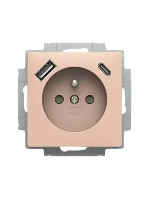 ABB Zoni 5569T-A32357 242 Zásuvka jednonásobná, clonky, nabíjení USB-A USB-C, pudrová Tovární Cena