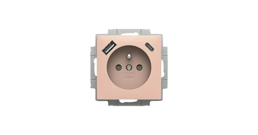 ABB Zoni 5569T-A32357 242 Zásuvka jednonásobná, clonky, nabíjení USB-A USB-C, pudrová Tovární Cena